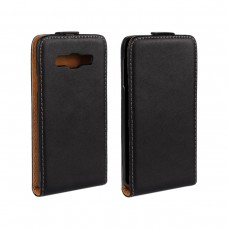 Samsung Galaxy A5 - Genuine Leather Up Down Flip Protective Phone Cover Case - Black